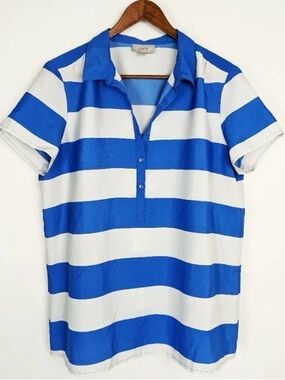 LOFT Blue and White Striped Polo